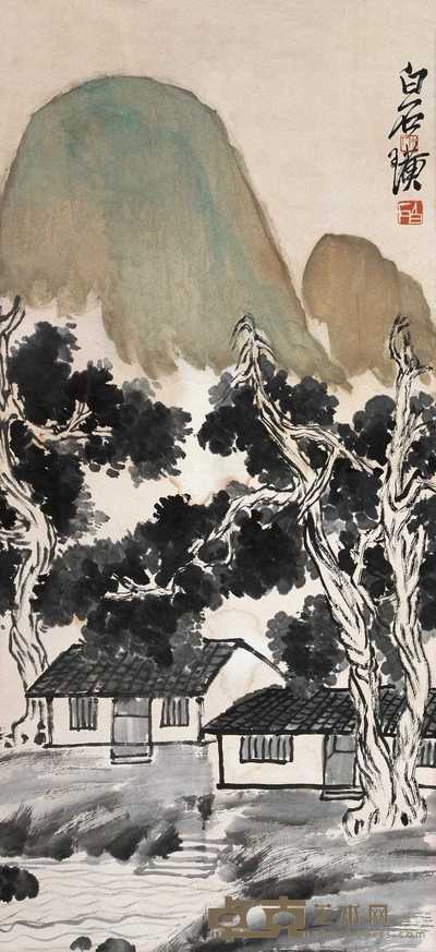 齐白石 白石老屋 镜心 81.5×37.5cm
